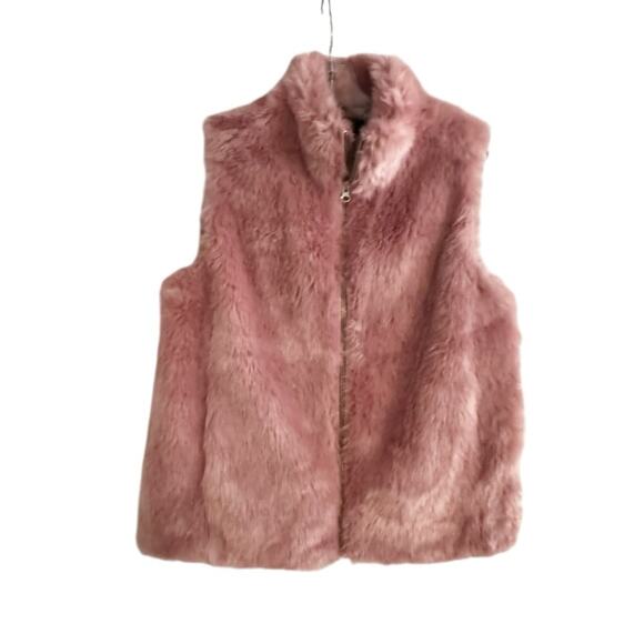 J Crew Pink Faux Fur Guava Pink Berry Vest HD514  Full Zipper Pockets SMALL - Picture 11 of 12